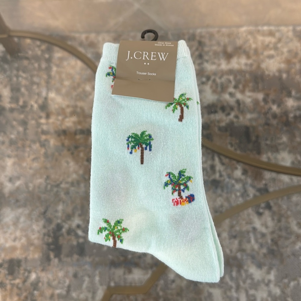 J crew Trouser Socks Women’s Christmas Palm Tree
